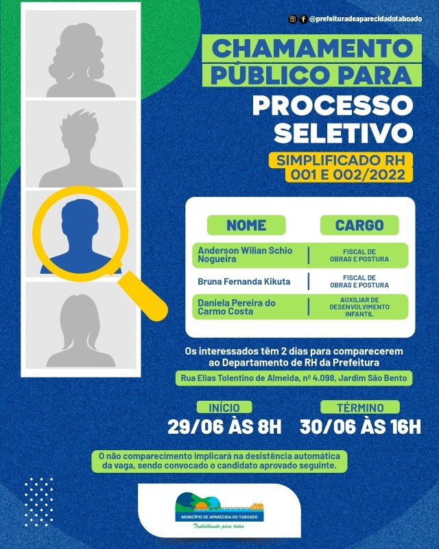 Governo Municipal realiza mais um chamamento para o Processo Seletivo Simplificado